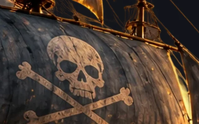 Skull and crossbones on the mainsail